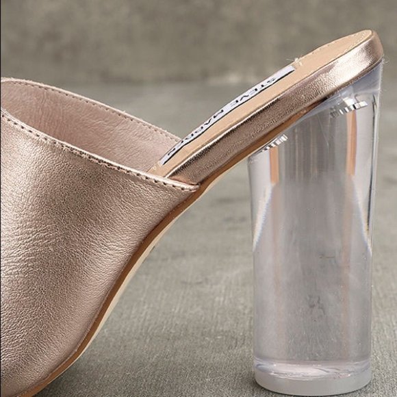 Steve Madden Rose Gold Leather Lucite Mule, sz 10 - Picture 3 of 8